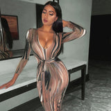 Women Dresses Spring Sexy Long Sleeve V-neck Dress