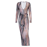 Women Dresses Spring Sexy Long Sleeve V-neck Dress