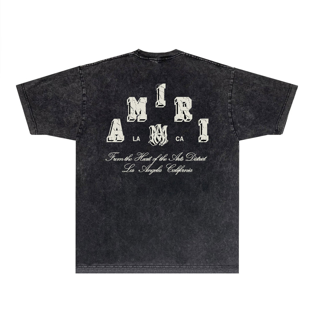 Amiri Washed Distressed T Shirt Printed Trendy Pure Cotton