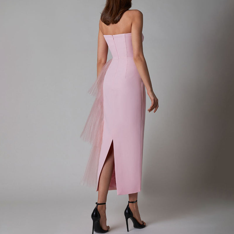 Harlem Night Attire Summer Formal Dress High Elastic Mesh Slim Fit Split Dress