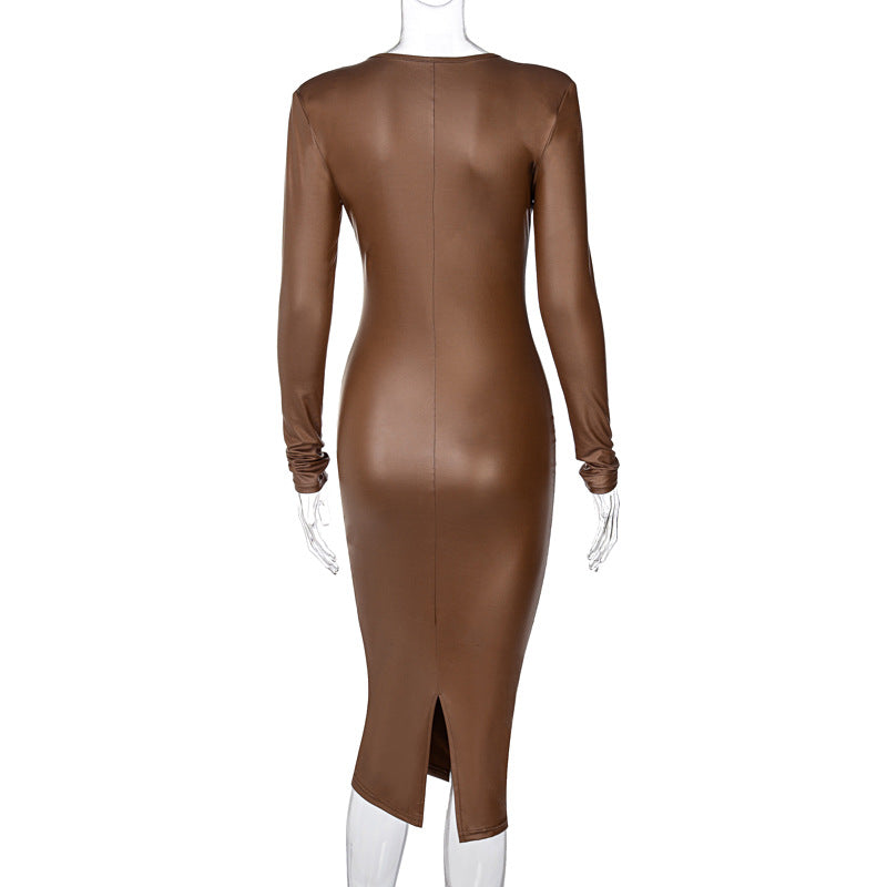 Women Dresses Spring V-neck Long-Sleeve Dress