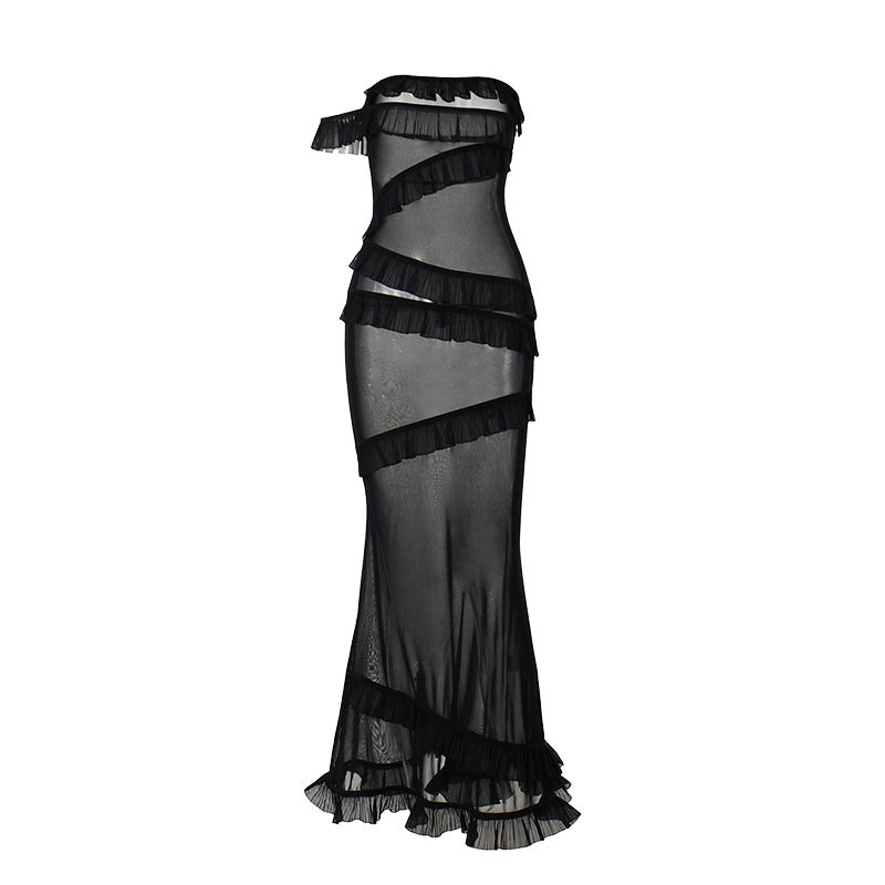 Women Dresses Sexy Ribbon Dress Spring Summer Slim-Fit Long Dress