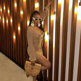 Women Dresses Fall Slim Fit Hip Skirt Slim-Fit Long Sleeve Hollow Backless Dress