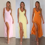 Women Dresses Sexy V-neck Dress Summer Slim-Fit Suspender Dress