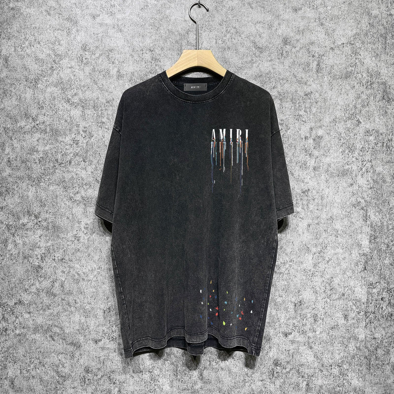 Amiri T-shirt Washed and Worn Retro Short Sleeve T-shirt