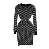 Women Maxi Dress Spring and Autumn Zipper Long Sleeve Slim Fit Hip Knitwear Dress