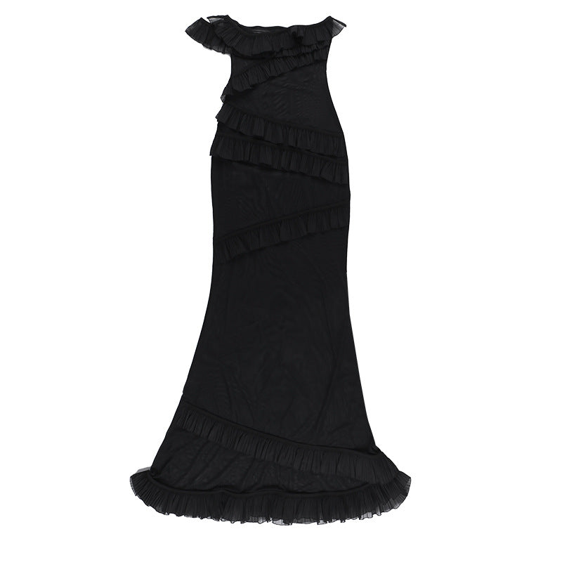 Women Dresses Sexy Ribbon Dress Spring Summer Slim-Fit Long Dress