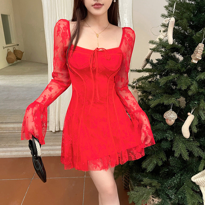 Women Dresses Lace Dress Autumn Retro Dress