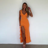 Women Dresses Sexy V-neck Dress Summer Slim-Fit Suspender Dress