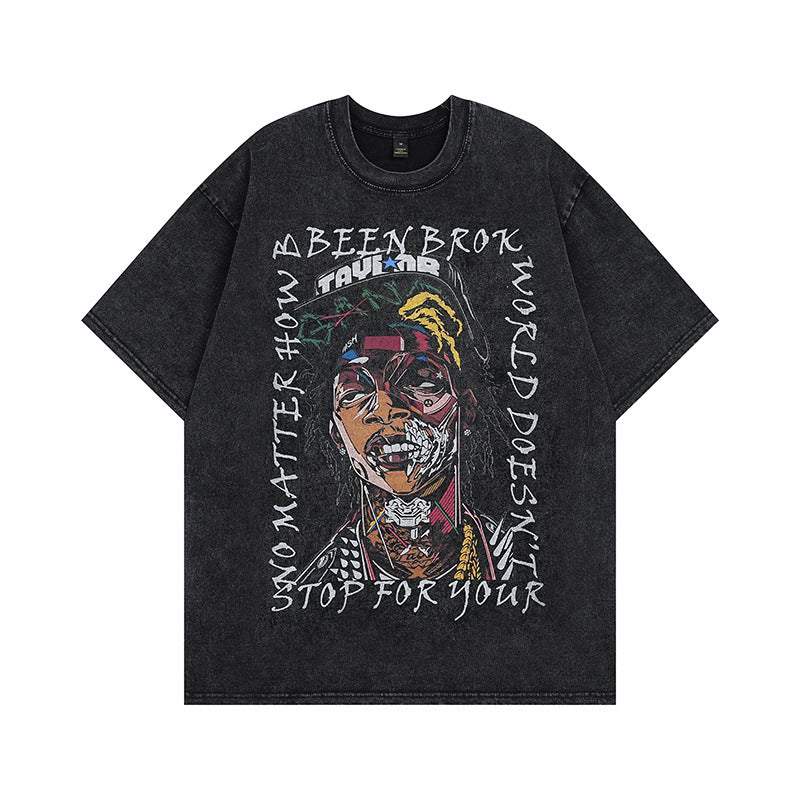 Men's T Shirt Vintage Short-Sleeved T-shirt Men's and Women's Retro Oversize Couple Tee
