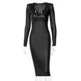 Women Dresses Spring V-neck Long-Sleeve Dress