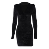 Women Dresses Winter Mesh Slim Fit Long Sleeve Narrow Dress