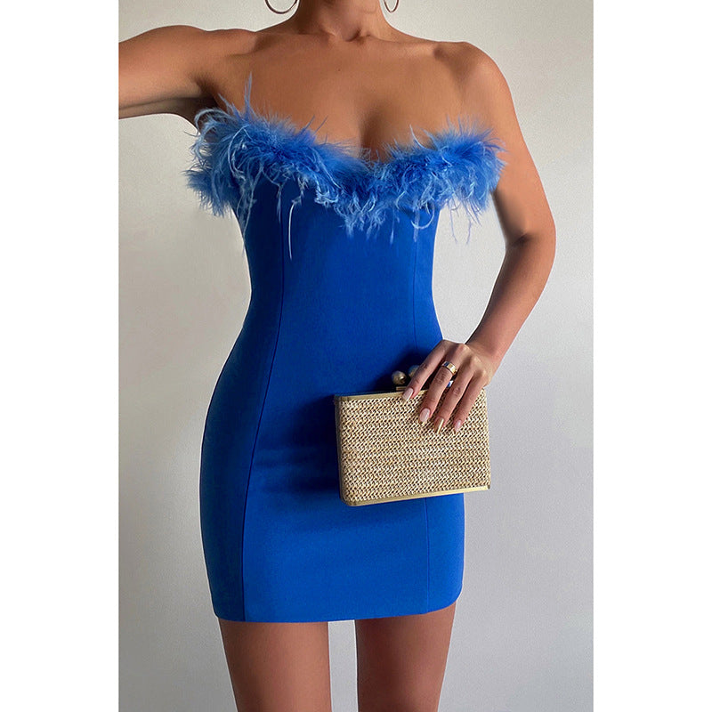Women Dresses V-neck Sexy Hip Skirt Backless Dress