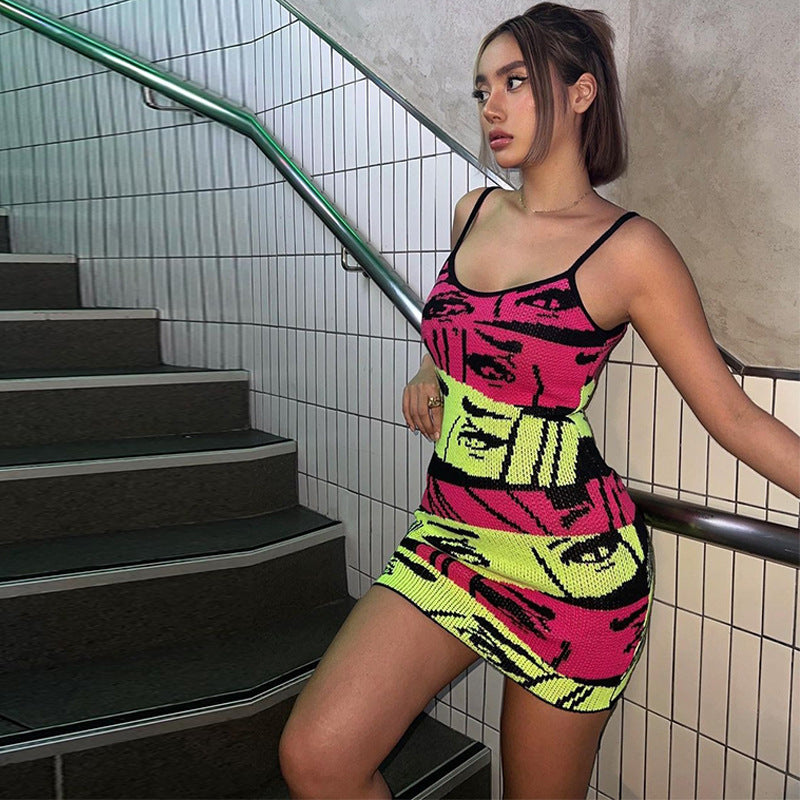 Women Dresses Summer Sexy Slim Fit Hip Spaghetti Straps Dress