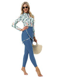 Muslim Bathing Suits Muslim Swimwear Printed Muslim Women's Swimsuit Zipper Chest Pad Burkini