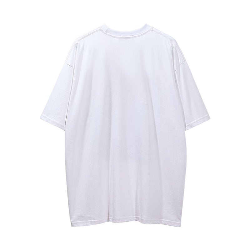 Men Vintage T-Shirt Character Printed Short Sleeve T-shirt Men's Hip Hop Loose round Neck Half Sleeve