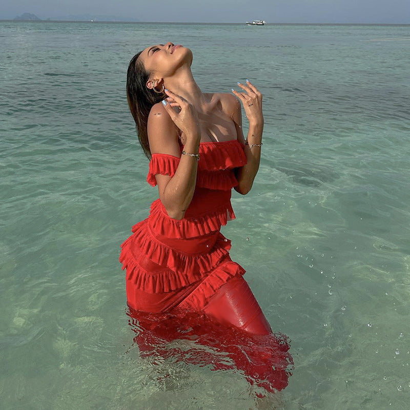 Women Dresses Sexy Ribbon Dress Spring Summer Slim-Fit Long Dress