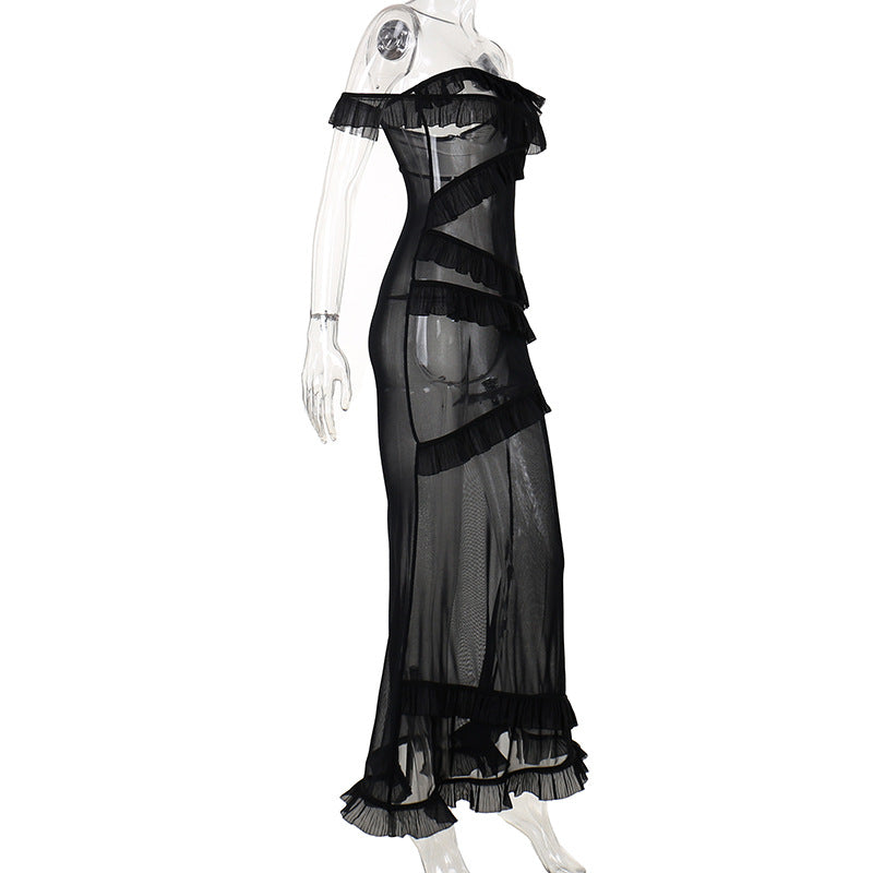 Women Dresses Sexy Ribbon Dress Spring Summer Slim-Fit Long Dress