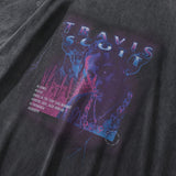 Men Vintage T-Shirt Character Printed Short Sleeve T-shirt Men Washed Distressed round Neck Half Sleeve