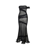 Women Dresses Sexy Ribbon Dress Spring Summer Slim-Fit Long Dress