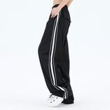 Men Sweatpants Side Striped Stitching Casual Trousers Men's Loose Straight Wide-Leg Pants