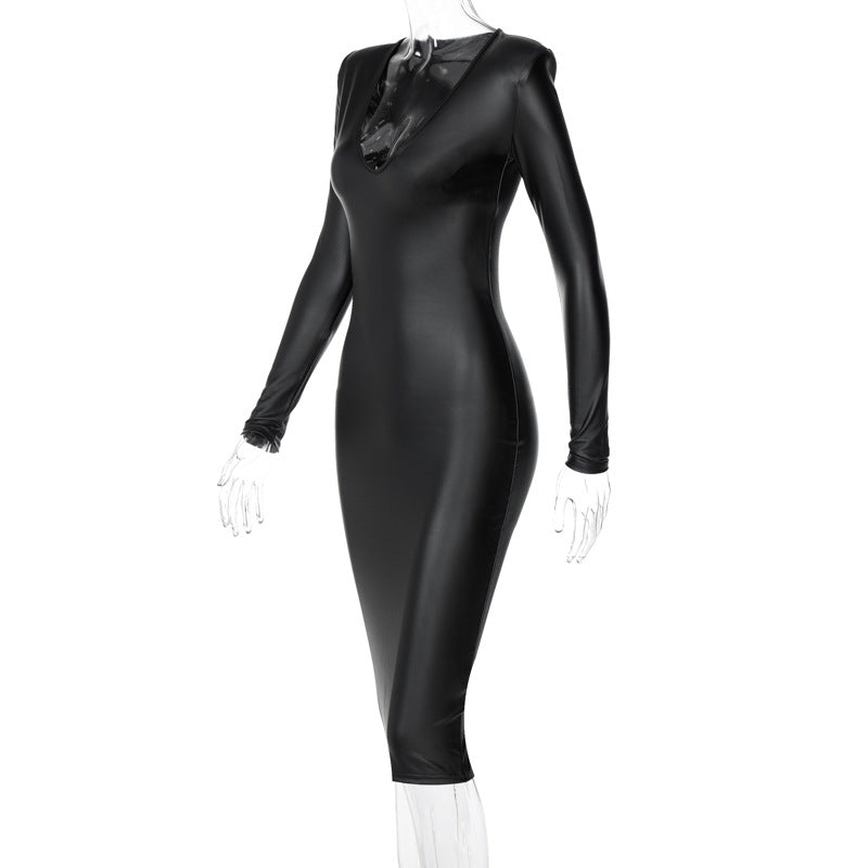 Women Dresses Spring V-neck Long-Sleeve Dress