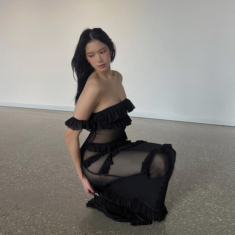 Women Dresses Sexy Ribbon Dress Spring Summer Slim-Fit Long Dress