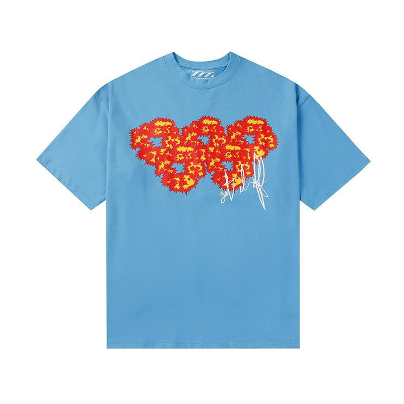 2024 New Summer Cotton Flame Kapok Print Short Sleeve