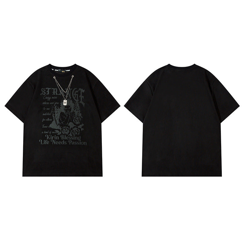Men T Shirt Cross Printed Short Sleeve T-shirt