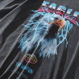 Men Vintage T-Shirt Eagle Science Fiction Short Sleeve T-shirt Crew Neck Half Sleeve T-shirt