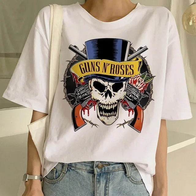 2024 Pistola N Roses Street Rock Print Hip Hop Tees Punk