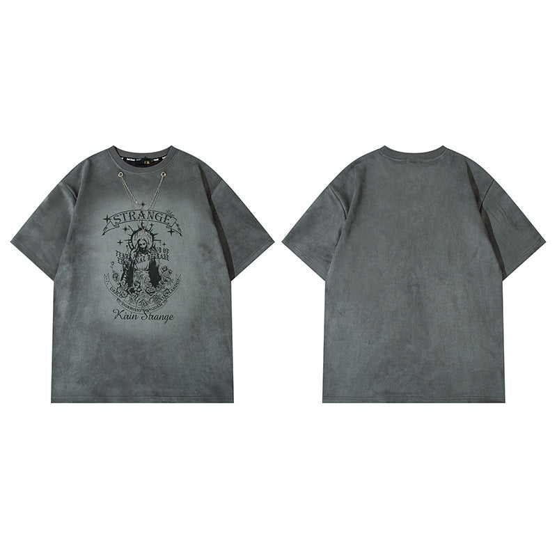 Men T Shirt Cross Printed Short Sleeve T-shirt