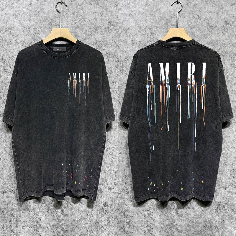 Amiri T-shirt Washed and Worn Retro Short Sleeve T-shirt