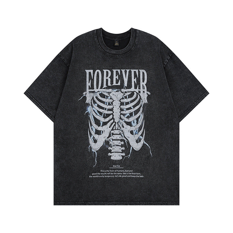 Men's T Shirt Vintage Short-Sleeved T-shirt Men's and Women's Retro Oversize Couple Tee