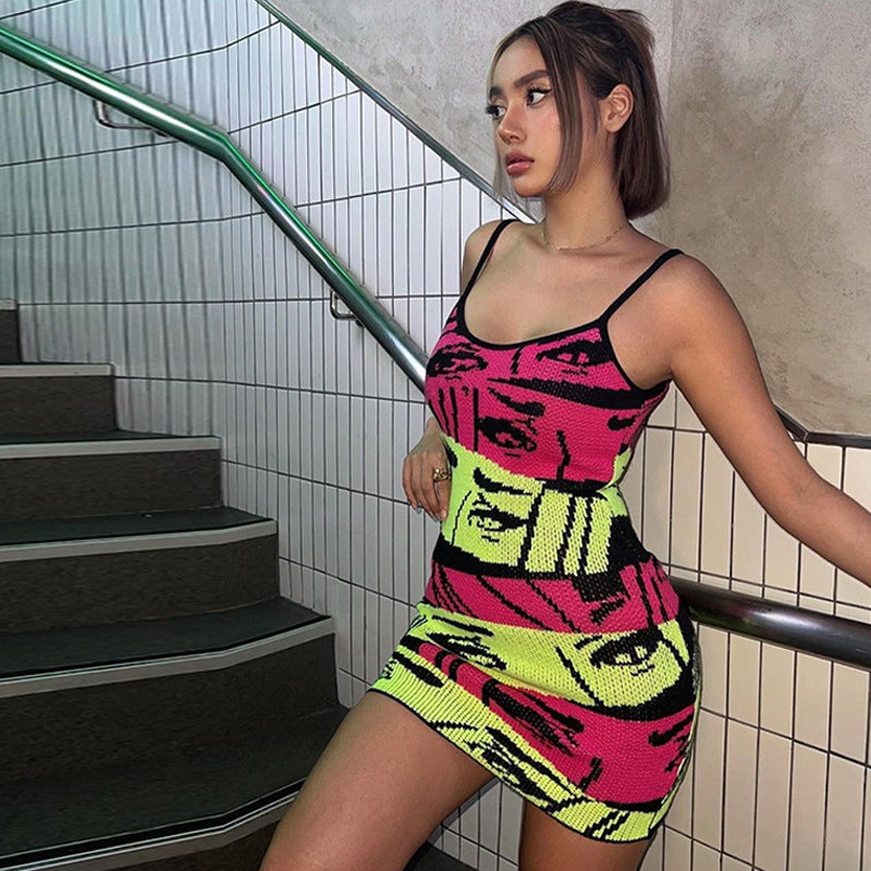 Women Dresses Summer Sexy Slim Fit Hip Spaghetti Straps Dress