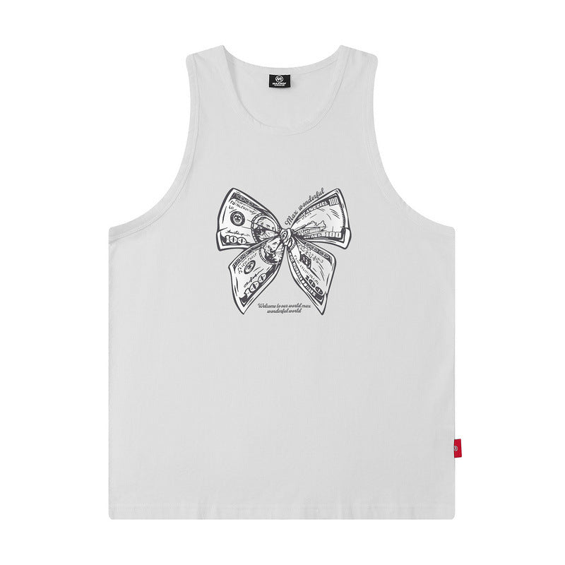 Mens Vest Bear Print Sleeveless T-Shirt Basketball Vest