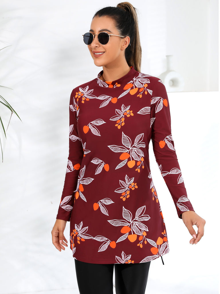 Muslim Bathing Suits Muslim Swimwear Printed Women Swimsuit Women Beach Swimsuit with Chest Pad