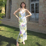 Women Dresses Sexy Backless Printing Slip Dress