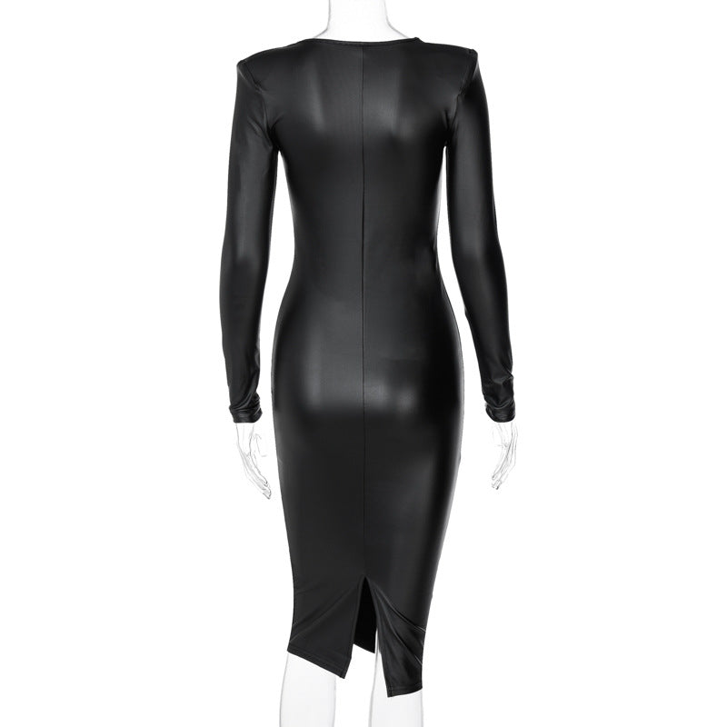 Women Dresses Spring V-neck Long-Sleeve Dress