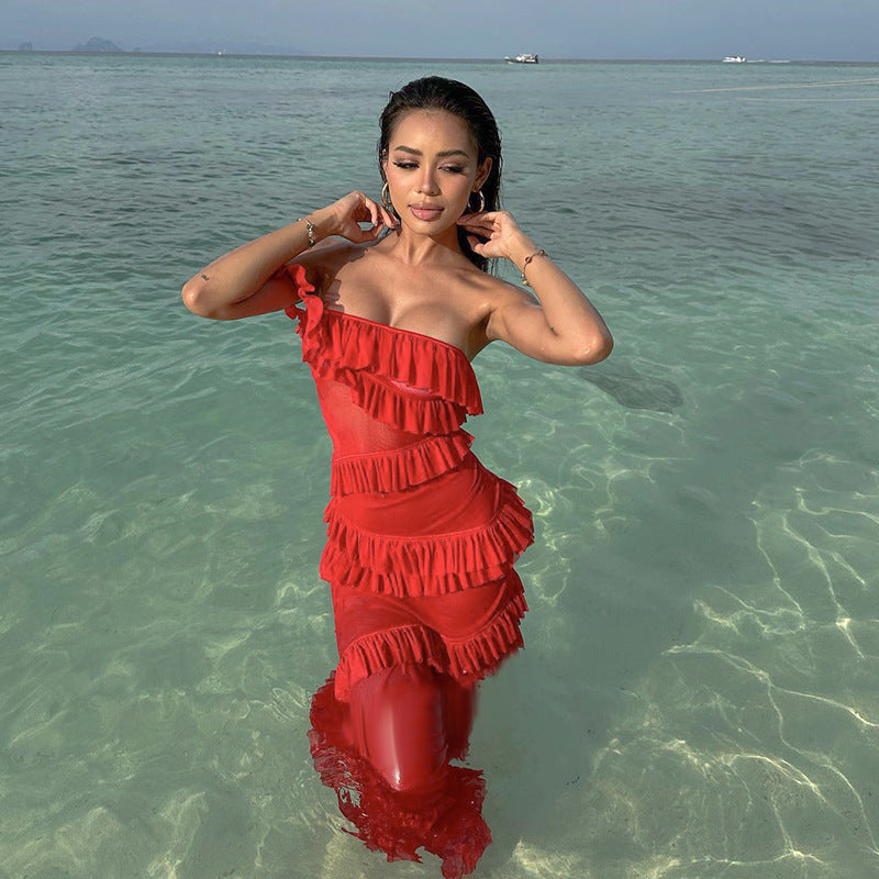 Women Dresses Sexy Ribbon Dress Spring Summer Slim-Fit Long Dress