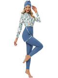 Muslim Bathing Suits Muslim Swimwear Printed Muslim Women's Swimsuit Zipper Chest Pad Burkini