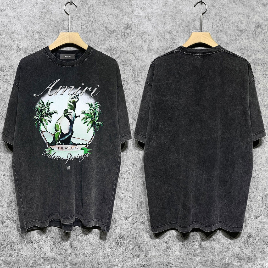 Amiri Washed Distressed T Shirt Printed Trendy Pure Cotton