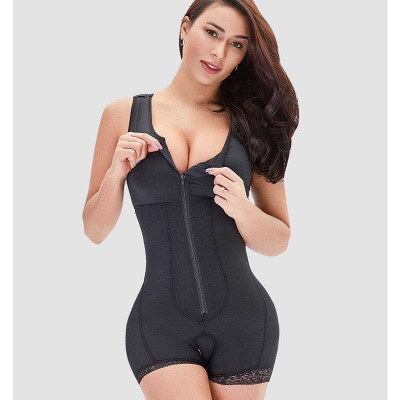 Large Size One-Piece Front Zipper Belly Contracting Push up Chest Support Hip Lift Body Shaping Underwear
