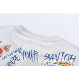 saint m t shirts s.m washed graffiti graphic crew neck pullover short sleeve t-shirt