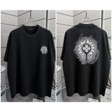 Ch hip-hop t shirts high version ch short sleeve sanskrit printingloosecasualpure cotton american heavy weight short sleeve men