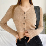 Women Sweater Knitwear Spring and Autumn V-neck Single-Breasted Knitted Cardigan