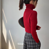 Women Winter Knitted Sweater Short Long Sleeve Bottoming Shirt Autumn 8t3063