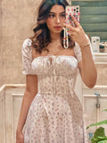 Women Dresses Floral Skirt Fashion Vacation Skirt (Zns0409)
