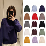 Ami araunriffall and winter couplelong sleevesheart jacquardtopswool sweater round neck knitting shirt