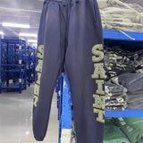 Saint m t pants s.m letter print washed vintage elastic waist trousers